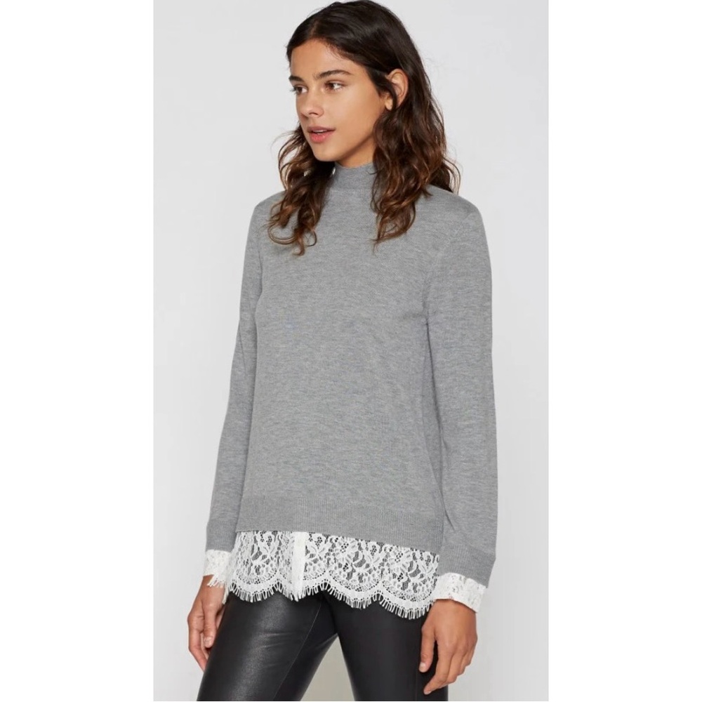 Joie Turtleneck Sweater with Lace Trim Size Large